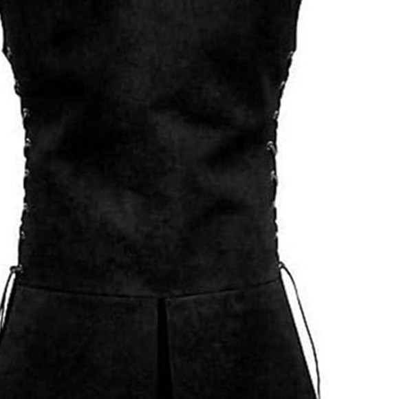 Goth tunic dress  long black corset sides size 3L pop over studded warrior - Picture 5 of 14